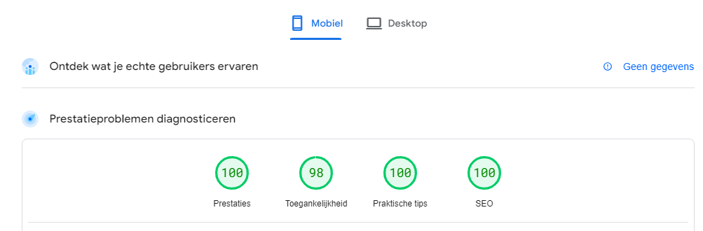 site bovenaan bij google